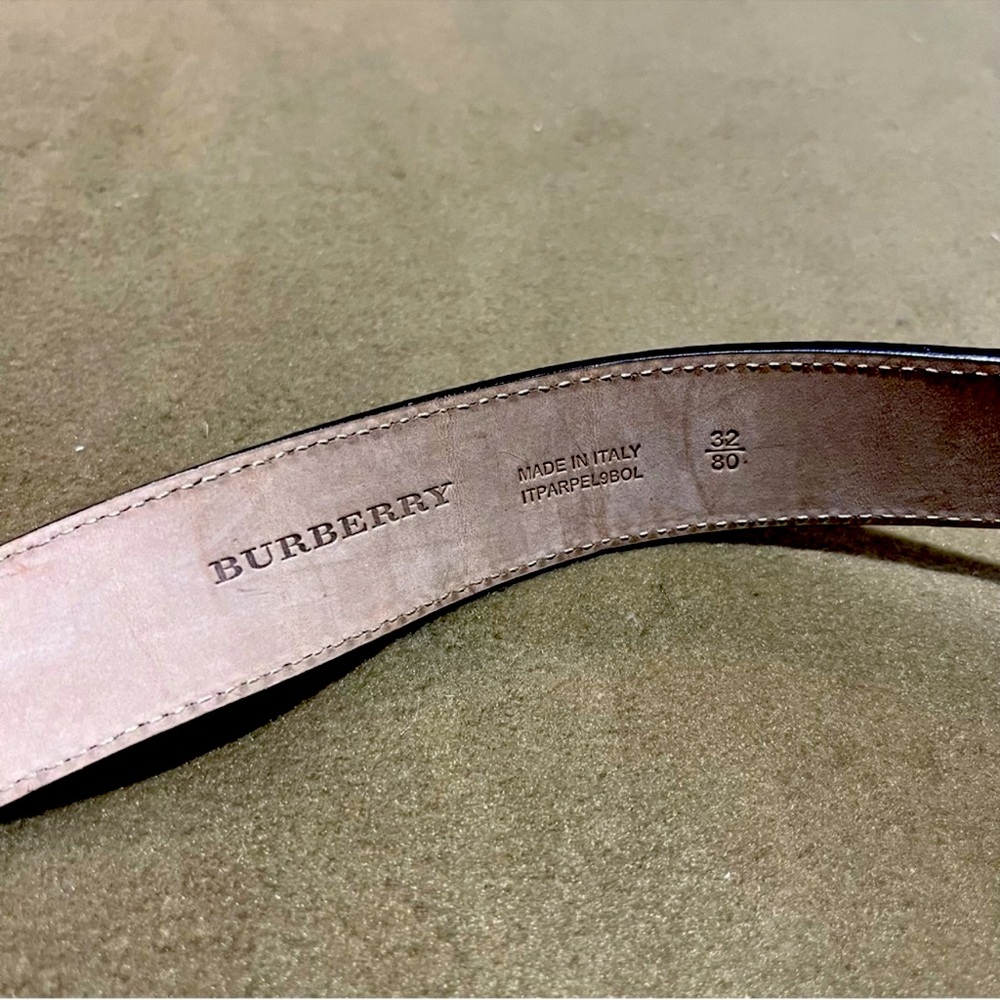 Burberry Charcoal Leather Embossed Elephant Print Belt 32, super luxury - Picture 6 of 6